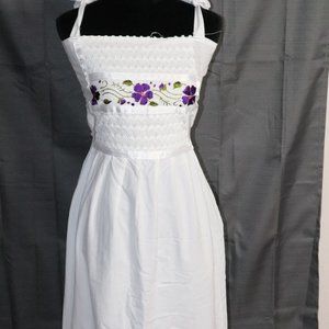 Vintage White Sun Dress with Flowers